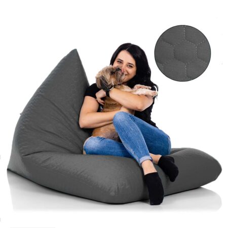 fotoliu puf lazy honeycomb gri deschis